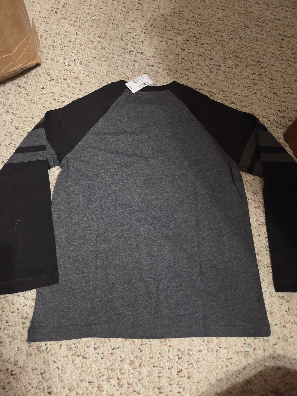 The Children's Place Charcoal Gray and Black Raglan Henley Long Sleeve Tee